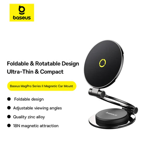 Baseus MagPro II حامل مغناطيسي للسيارة – قابل للالتصاق باللون الأسود - ستاند السيارة - بيسوس - من عدد الاوضاع - دوران 360 درجة - ماق سيف