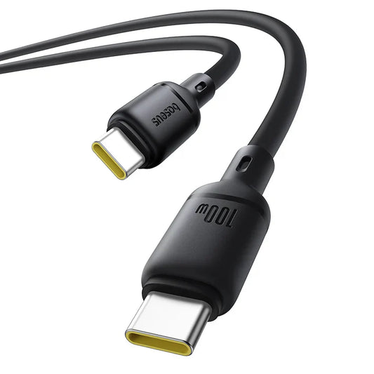 Baseus Silky 2m Fast Charging USB-C to USB-C Cable 100W – أسود - سلك شحن - بايسوس - تايب سي الى تايب سي 100 - طول 2 متر - وات كفالة 12 شهر