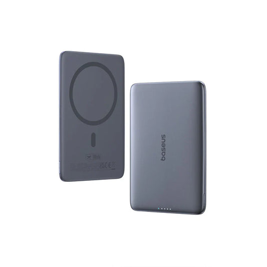 Baseus PicoGo AM41 Ultra-Slim Magnetic Power Bank 5000mAh 20W – Grey - بطارية متنقلة - بيسوس - سعة 5000 - ماق سيف - قوة 20 واط - كفالة 24 شهر