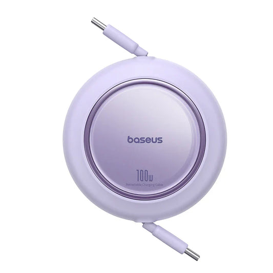 Baseus Free2Pull Mini 1.5m USB-C إلى USB-C 100W كابل قابل للسحب – أرجواني - سلك شحن تايب سي - 100