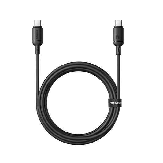 Baseus Silky 2m Fast Charging USB-C to USB-C Cable 100W – أسود - سلك شحن - بايسوس - تايب سي الى تايب سي 100 - طول 2 متر - وات كفالة 12 شهر 