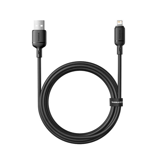 Baseus Silky 2m USB-A to Lightning Fast Charging Cable – أسود - سلك شحن آيفون - بيسوس - طول 2 متر - كفالة 12 شهر 