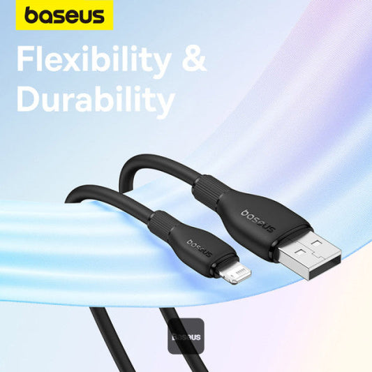 Baseus USB-A to Lightning 12W 2.4A 1.2M - أسود - سلك شحن آيفون - بيسوس - طول 1.2 سم - كفالة 12 شهر