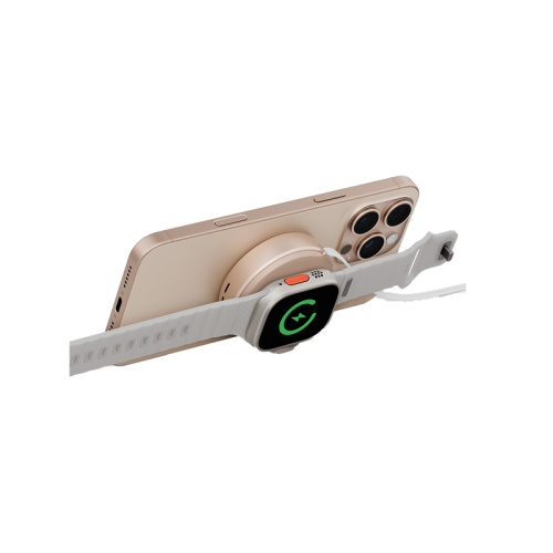 شاحن Energea MagDuo Arc 2 In 1 MagSafe مع شاحن Apple Watch مع كابل USB-C قابل للسحب - ذهبي - شاحن لاسلكي - 2 في 1 - انرجيا - يشحن الايفون + ساعة ابل واتش في نفس الوقت - قوة تصل الى 15 واط