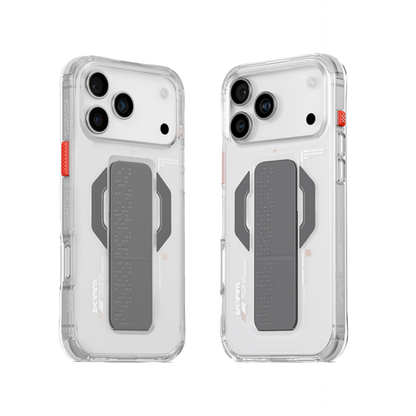 SkinArma Haxa MagSafe Case With Grip Stand for iPhone  17 Pro / 17 Pro Max - Clear - سكين أرما كفر - سلسلة ايفون 17 - ماغ سيف - مسكة وستاند مغناطيس