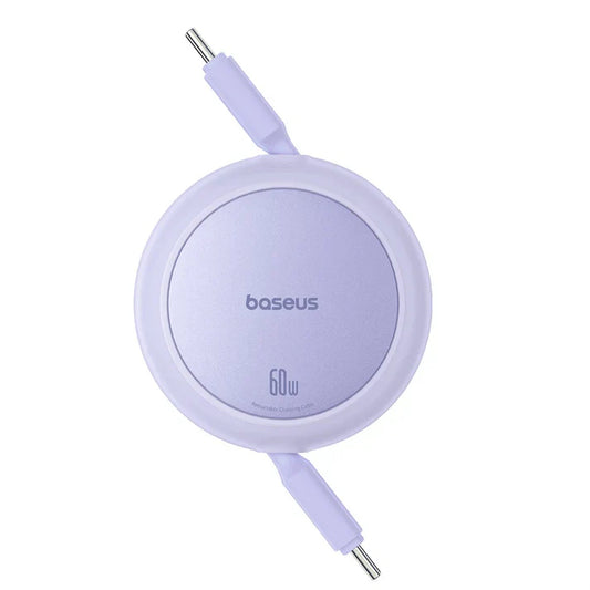كابل شحن Baseus Free2Pull Mini بطول 1 متر من USB-C إلى USB-C بقوة 60 وات – أرجواني - سلك شحن تايب سي - 60 وات 