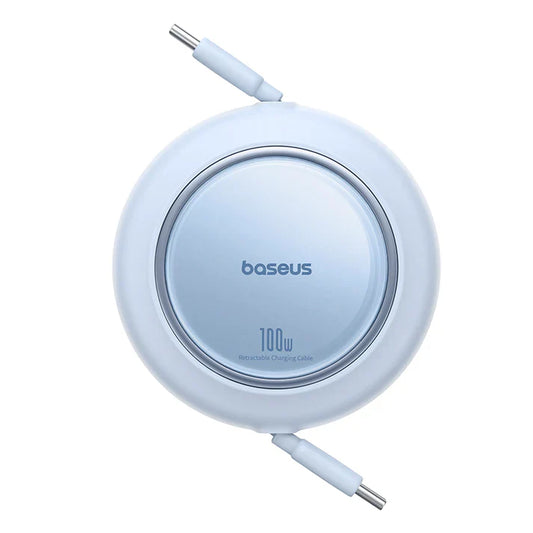 Baseus Free2Pull Mini 1.5m USB-C إلى USB-C 100W كابل قابل للسحب – أزرق - سلك شحن تايب سي - 100