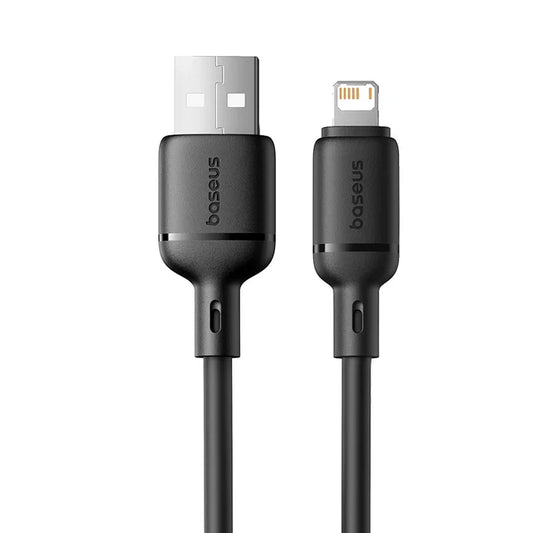 Baseus Silky 2m USB-A to Lightning Fast Charging Cable – أسود - سلك شحن آيفون - بيسوس - طول 2 متر - كفالة 12 شهر 