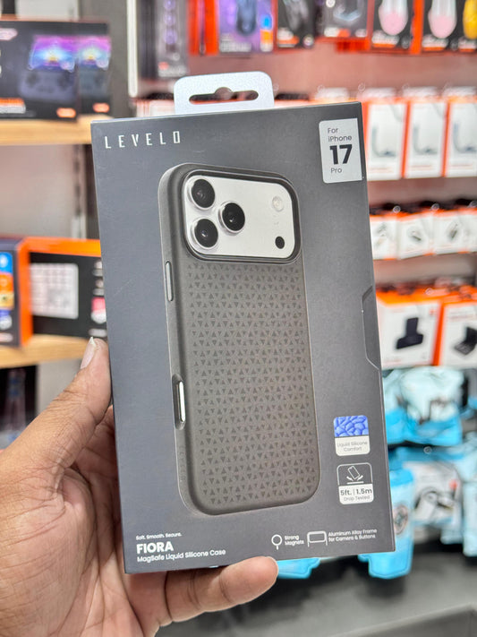 Levelo Fiora MagSafe Liquid Silicone Case With Pattern For iPhone17 Pro / 17 Pro Max - كفر حماية عالية - ليفلو - ماق سيف