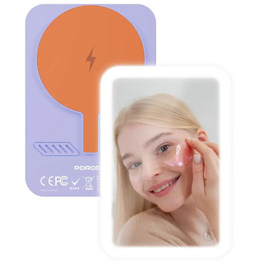 Porodo Magsafe Power Bank 5000mAh Mirror + Dynamic Light Modes - Purple - بطارية متنقلة ماغ سيف + مراية + 1 منفذ تايب سي - سعة 5000 ملي أمبير - كفالة 24 شهر