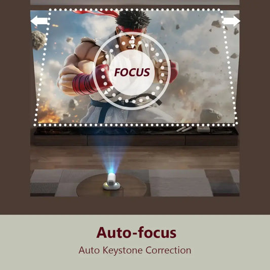 Porodo Lumacast Smart Full HD Projector Auto Focus & Keystone - White  - بروجكتور متنقل - كفالة 12 شهر