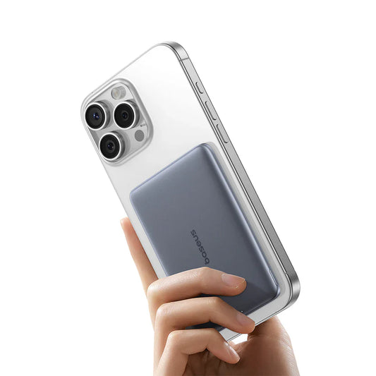 Baseus PicoGo AM41 Ultra-Slim Magnetic Power Bank 5000mAh 20W – Grey - بطارية متنقلة - بيسوس - سعة 5000 - ماق سيف - قوة 20 واط - كفالة 24 شهر